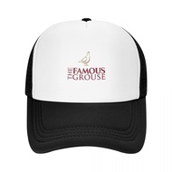 Famous Grouse logo Adult Grid Net Hat Trucker Men's Women's Flat Brim Baseball Cap High-Stiff Mesh  