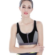 Women Push Up Zipper Front Close Padded Zumba Sports Bra Yoga Gym Baju Dalam Sukan Zip Running Basikal Senaman