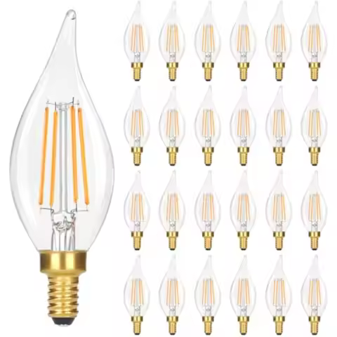 Dimmable LED Candelabra Bulbs 40W Equivalent, 24-Pack 2700K Soft Warm White E12 Chandelier Light Bul