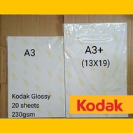 Kodak A3/A3+ Glossy Photo Paper 230gsm 20sheets