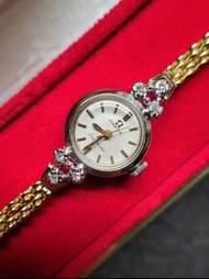 Omega 14k gold 歐米茄鑽石自動機械錶古董錶金錶復古表女錶手表 watch
