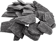 MUXHEL 3 to 5 Inch Natural Slate Rocks, PH Neutral Slate Stones, Black Reptiles Tank Rocks for Tank 