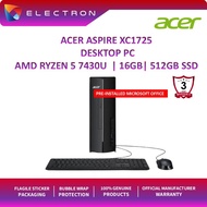 Acer Aspire XC1725-57430F-W11PRO Desktop PC Black (R5-7430U, 16GB, 512GB SSD, ATI, W11P)