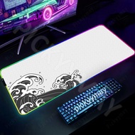 Japanese Style RGB Gaming Mousepads Desk Pad Great Wave Keyboard Mat LED Glowing Gamer Mousepad Mouse Pads Mouse Mats