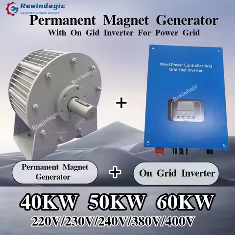 High Efficiency 50KW 60KW 40KW 220V 380V 400V 3Phase AC 300RPM Permanent Magnet Generator With On Gr