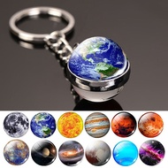 Solar System Glow Keychain 8cm w/2cm Planet Glass Ball Pendant Set (4/3-Piece)  Gift for Friend