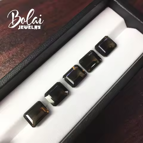 Bolaijewelry,natural smoky quartz oct 8*10mm 5pcs/17.35ct for silver jewelry mounting and Do It Your