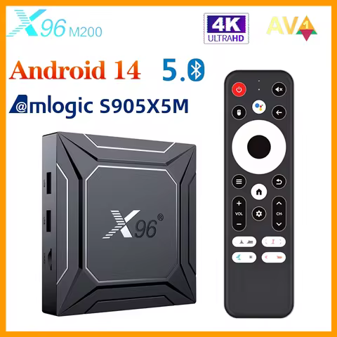 X96 M200 Android 14 TV Box Amlogic S905X5M 4GB RAM 64GB ROM 1000M Ethernet Dual WiFi BT5.X Support 8