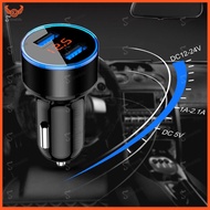 3.1A Dual USB Car Charger 2 Port LCD Display 12-24V - Black