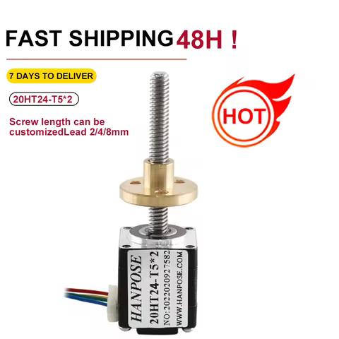 Nema8 Screw Motor 0.8A 0.012N.m 20HT24-T5*2 Trapezoidal Screw Stepper Motor Length L50mm 100mm 150mm