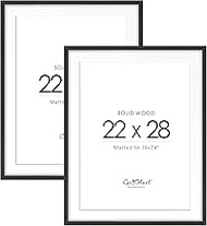 GiftMust 22x28 Solid Wood Poster Frame Set of 2, Natural Wood Picture Frame with Paper Mat, Display 