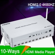 HDMI2.0 4K 60Hz 10 Way Multi Media Player 1x10 HDMI Splitter Android 6.0 Video Box TV Store USB U Flash Disk Multimedia Player