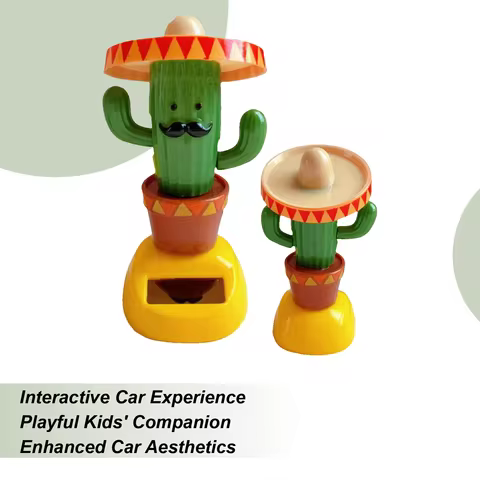 Car Dashboard Decorations Solar Toys Cactus Shaking Head Dancing Cute Dashboard Car Accessories For 