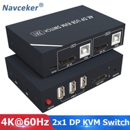2023 Best 8K KVM DP Switch Dual Monitor 2 In 1 Out Displayport KVM Switch 2 Port 4K 60Hz KVM Switch Share Printer Keyboa