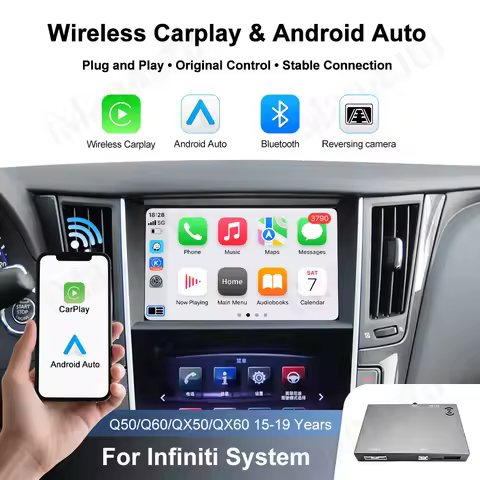 Wireless Apple CarPlay Android Auto interface for Infiniti 2015-2019 Q50 Q60 Q50L QX50 Mirroring Car