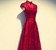 GAUN PESTA  MERAH / QIPAO  DRESS / GAUN PESTA  UNTUK ACARA SANGJIT / GAUN NATAL MERAH / BAJU PESTA