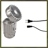 USB Charging Station Solar Camping Lantern 2-In-1 with LED Light and Adjustable Fan, US Plug Silver