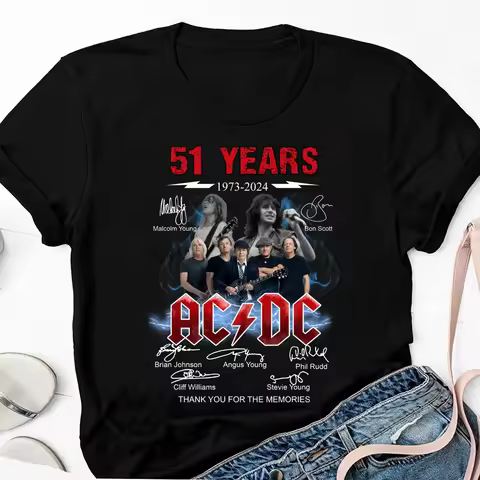 AC-DC Band 51 Years Rare Vintage Black Graphic Cotton T-shirt Those about To Rock Women's Casual Lyr