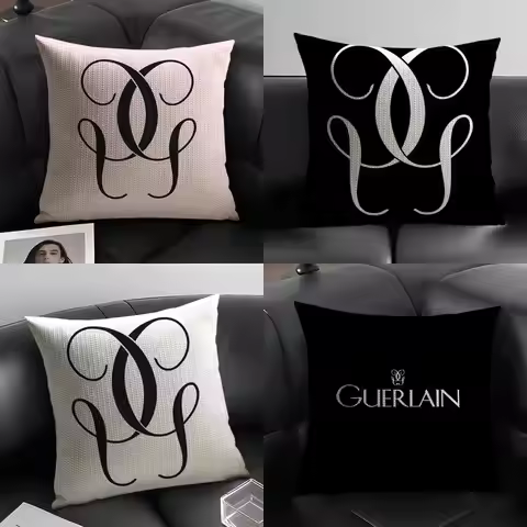 G-Guerlain Brand Cushion Cover Natural Linen Organic Fabric Double-Sided Printing Sofa Home Decor Gi