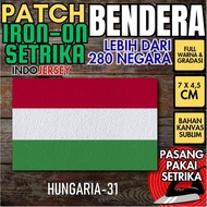 Indojersey Patch Flag HUNGARIA HUNGARY Iron-On Canvas Sublimation Square Box 7 x 4.5 cm T-shirt Jers