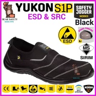 Safety Jogger YUKON S1P (Black) ESD & SRC Unisex With SIRIM Safety Shoes / Kasut Keselamatan