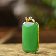 秒殺價 天然新疆和田玉18k鑲嵌無事牌吊墜 雕工精緻