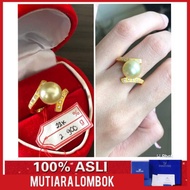 cincin wanita emas 22 karat mutiara laut lombok south sea pearl a - hitam 8