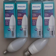LAMPU LILIN PHILIPS LED CANDLE ESSENTIAL 6 W WATT E14 E27 WARNA AMBER KUNING 2700K COOL WHITE 4000K 