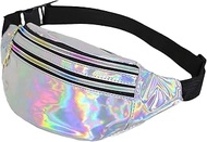 Fashion Bum Bag for Men and Women, Glitter, Holographic Belt Bag, Multicoloured Metallic Shine, Trip