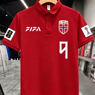 World Cup/Norway/Holland Football No.9 Erling Braut Haaland Fan jersey/Sports shirt/Unisex/Cotton/Sh