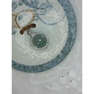 Icy Green Jadeite Jade Donut Pendant (Certified Natural）F96