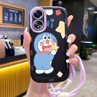 OPPO A58 4G A78 4G A58 5G A58X 5G A78 5G A1X 5G A2X 5G Case Blue Cat Pattern With Lanyard