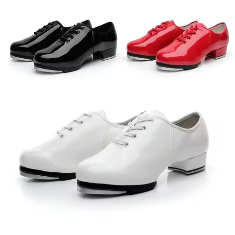 Free Return Hot Sale Shiny Leather Tap Shoes for Children Men Women Lace Up Size EU26-EU46 Aluminum