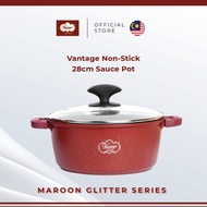 Vantage 28cm Non-Stick Sauce Pot (6.4L) | Maroon Glitter Series Cookware