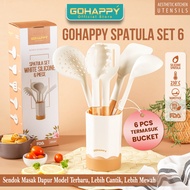 BEST SPATULA SILICON SET GHX26 Complete Sodet Package - BEST Gohappy Silicone Cooking Spoon 6 Piece