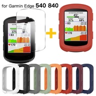 Tempered Glass Case for Garmin Edge 540 / 840 GPS Bicycle Screen Protector Glass Film + Silicone Case Cover