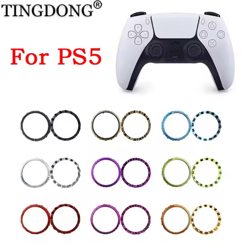 1-5Pair Replacement Accessories Chrome Thumbstick Accent Rings for PS5 DualSense 5 PS5 Controller