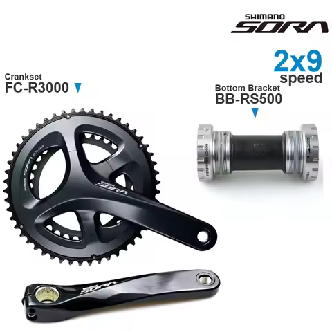 SHIMANO SORA R3000 2x9v Crankset 2x9-speed Groupset with Crankarm and RS500 Bottom Bracket shell wid