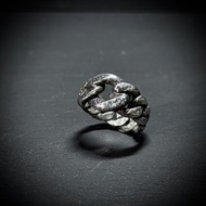 手工純銀古巴鏈戒指 復古 做舊 銀粉 香港設計製造