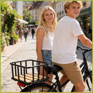 Bicycle Basket Rear Grocery Storage Rear Seat Carrier Bicycle Rear Cargo Basket for Men Women Youth 