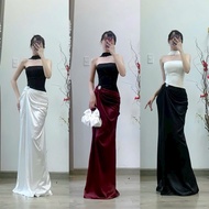 SIZE>60KG BREAST CUP BODY PROM DRESS WITH CAPE (Free Stone Pin)