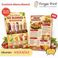 Custom Restaurant Menu Board | A3 A4 A5 Board Menu