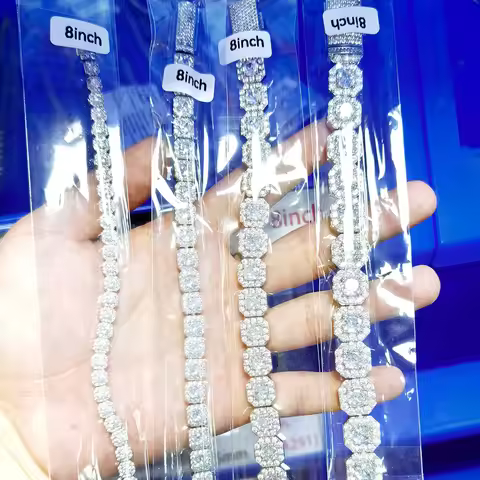 Nuoya 5/7/10/12mm Width Tennis Chain Hip Hop Jewelry Bling Iced Out Diamond Cluster Tennis Necklace 