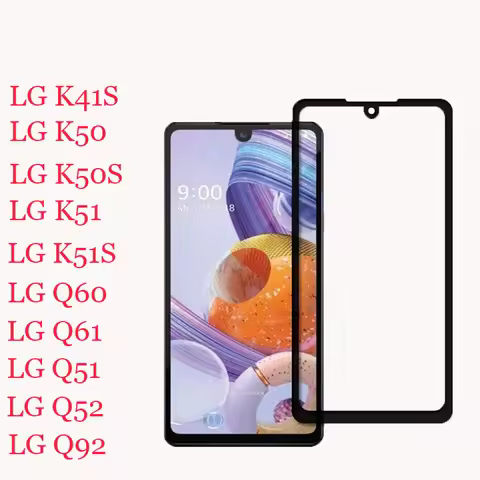 For LG K50 K50S K51 K51S Q60 Q61 Q51 Q52 Q92 K41S 9D Black Edge Screen Protector Tempered Glass 9H F