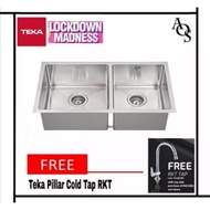 (Ready Stock) Teka Undermount Double Bowl Stainless Steel Sink ARQ 2B 760 FREE Teka RKT Cold Tap