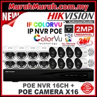 HIK HIKVISION 🌟16 Channel🌟 2.0MP 24/7 Full Time Colour POE + COLORVU + 16CH SET NVR + 2MP PoE CAMERA