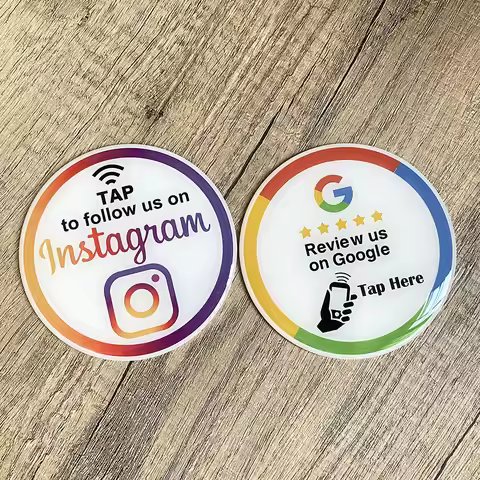 Diameter 100mm google view Plate nfc epoxy card Follow us on Instagram Sticker Increase Your Reviews
