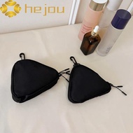 HEJOU Triangle Coin Pouch, Black Multi-functional Small Item Bag, Simplicity Lightweight Hand-Washab