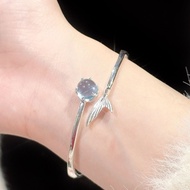 999 sterling silver mermaid bracelet for women, fi999纯银美人鱼手镯女款鱼尾开口轻奢高级小众设计生日礼物闺蜜sl1019
