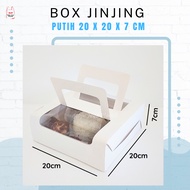 Mica Cake Box with Handle 20x20x7 / 25x25x7cm | Christmas Pudding Box Gable Box Transparent Mica Car